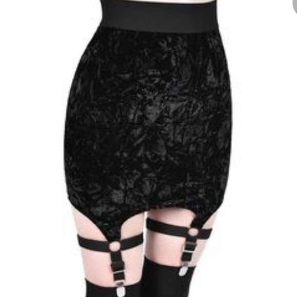 Killstar Dresses & Skirts - Velvet KillStar mini skirt with leg gaurders